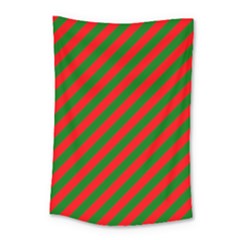 Red And Green Christmas Candycane Stripes Small Tapestry by PodArtist