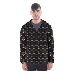 Gold Scales Of Justice On Black Repeat Pattern All Over Print  Hooded Wind Breaker (men) by PodArtist