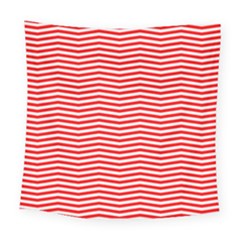 Christmas Red And White Chevron Stripes Square Tapestry (large) by PodArtist