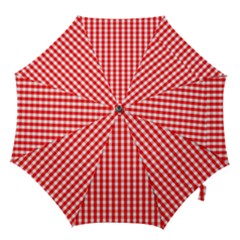 Large Christmas Red And White Gingham Check Plaid Hook Handle Umbrellas (large) by PodArtist