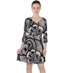 Background Abstract Beige Black Ruffle Dress