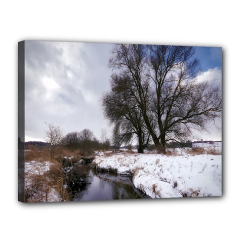 Winter Bach Wintry Snow Water Canvas 16  X 12  by Celenk