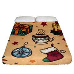 Cute Vintage Christmas Pattern Fitted Sheet (queen Size) by allthingseveryone