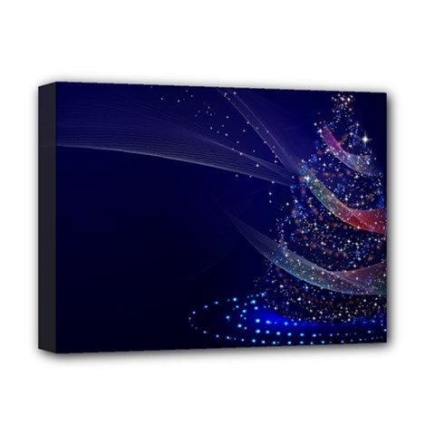 Christmas Tree Blue Stars Starry Night Lights Festive Elegant Deluxe Canvas 16  X 12   by yoursparklingshop