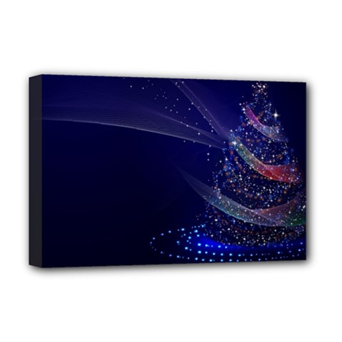 Christmas Tree Blue Stars Starry Night Lights Festive Elegant Deluxe Canvas 18  X 12   by yoursparklingshop