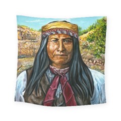Apache Tribe Warrior Chiricahua Apache Tribe Square Tapestry (small) by allthingseveryone