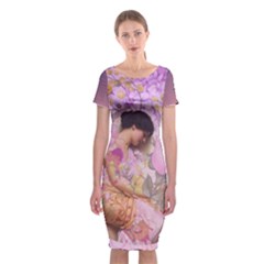 Violets For The Birds  Classic Short Sleeve Midi Dress by pastpresents