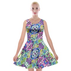 Colorful Modern Floral Print Velvet Skater Dress by dflcprints