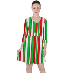 Christmas Holiday Stripes Red Ruffle Dress