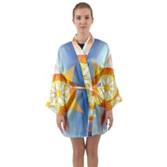 Star Pattern Background Long Sleeve Kimono Robe by Celenk