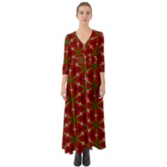 Textured Background Christmas Pattern Button Up Boho Maxi Dress by Celenk