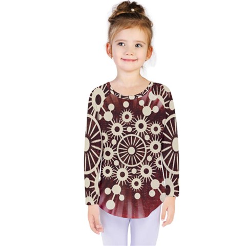 Background Star Red Abstract Kids  Long Sleeve Tee by Celenk