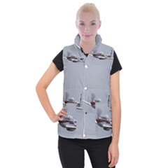 P-51 Mustang Flying Women s Button Up Puffer Vest by Ucco