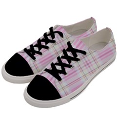 Pink Pastel Plaid Men s Low Top Canvas Sneakers by allthingseveryone