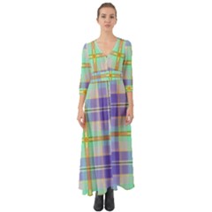 Blue And Yellow Plaid Button Up Boho Maxi Dress by allthingseveryone