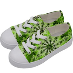 Lime Green Starburst Fractal Kids  Low Top Canvas Sneakers by allthingseveryone