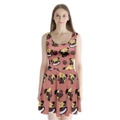 Happy Pugs Split Back Mini Dress  by Bigfootshirtshop