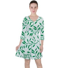 Leaves Foliage Green Wallpaper Ruffle Dress