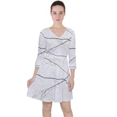 White Background Pattern Tile Ruffle Dress