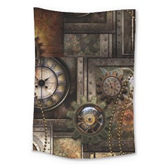 Steampunk, Wonderful Clockwork With Gears Large Tapestry by FantasyWorld7