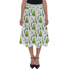 Watercolor Christmas Tree Perfect Length Midi Skirt by patternstudio