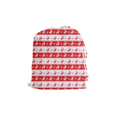 Knitted Red White Reindeers Drawstring Pouches (medium)  by patternstudio