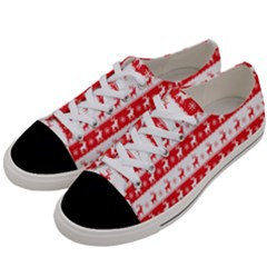 Knitted Red White Reindeers Women s Low Top Canvas Sneakers by patternstudio