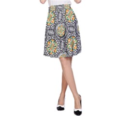 Beveled Geometric Pattern A-line Skirt by linceazul