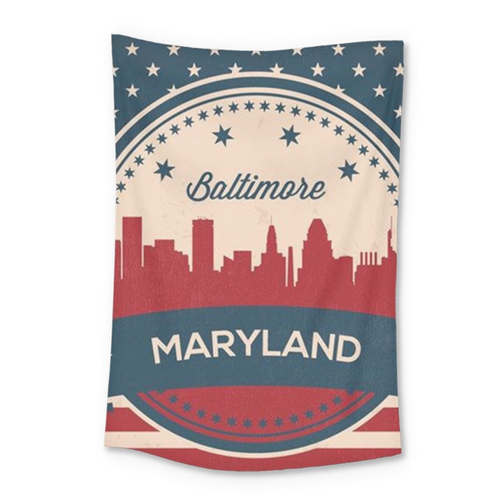 Retro Baltimore Maryland Skyline Small Tapestry