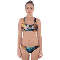 Music, Piano With Birds And Butterflies Cross Back Hipster Bikini Set by FantasyWorld7