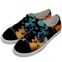 Music, Piano With Birds And Butterflies Men s Low Top Canvas Sneakers by FantasyWorld7