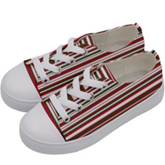 Christmas Stripes Pattern Kids  Low Top Canvas Sneakers by patternstudio