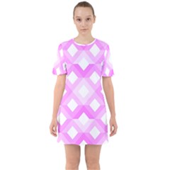 Geometric Chevrons Angles Pink Sixties Short Sleeve Mini Dress by Celenk