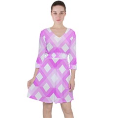 Geometric Chevrons Angles Pink Ruffle Dress