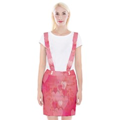 Pink Hearts Pattern Braces Suspender Skirt by Celenk