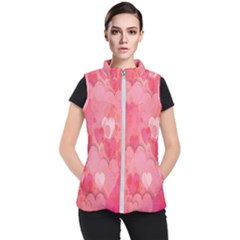 Pink Hearts Pattern Women s Puffer Vest by Celenk