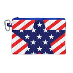 Patriotic Usa Stars Stripes Red Canvas Cosmetic Bag (large) by Celenk