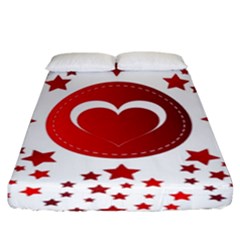 Monogram Heart Pattern Love Red Fitted Sheet (king Size) by Celenk