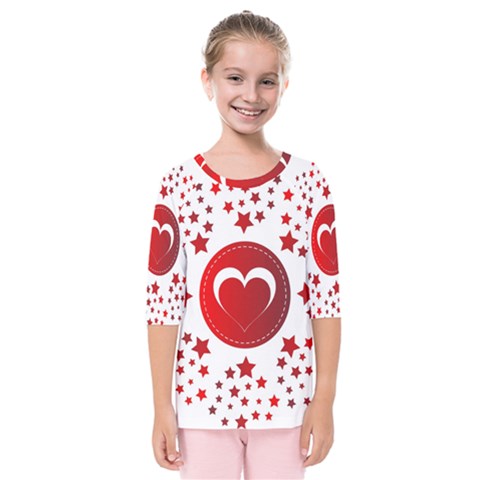 Monogram Heart Pattern Love Red Kids  Quarter Sleeve Raglan Tee by Celenk