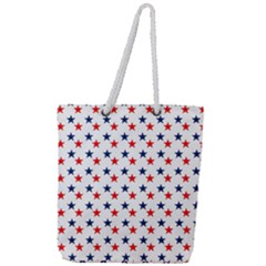Patriotic Red White Blue Stars Usa Full Print Rope Handle Tote (large) by Celenk