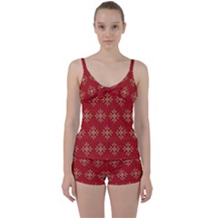 Pattern Background Holiday Tie Front Two Piece Tankini by Celenk