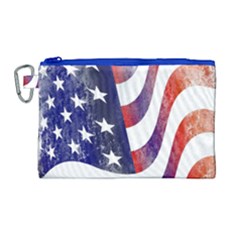 Usa Flag America American Canvas Cosmetic Bag (large) by Celenk