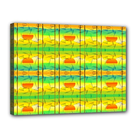 Birds Beach Sun Abstract Pattern Canvas 16  X 12  by Celenk