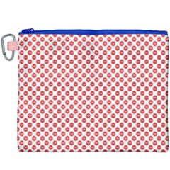 Sexy Red And White Polka Dot Canvas Cosmetic Bag (xxxl) by PodArtist