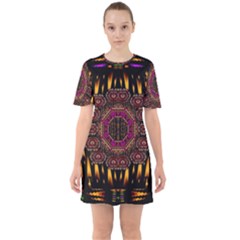 A Flaming Star Is Born On The  Metal Sky Sixties Short Sleeve Mini Dress by pepitasart