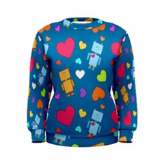 Robot Love Pattern Women s Sweatshirt by Bigfootshirtshop