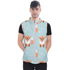 Cute Fox Pattern Men s Puffer Vest by Bigfootshirtshop
