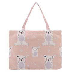 Cute Polar Bear Pattern Zipper Medium Tote Bag by Bigfootshirtshop