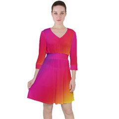 Spectrum Background Rainbow Color Ruffle Dress