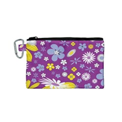 Floral Flowers Wallpaper Paper Canvas Cosmetic Bag (small) by Celenk